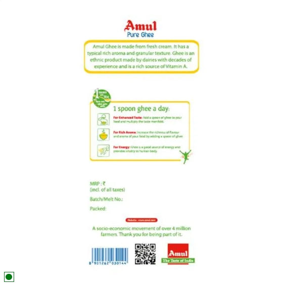 Amul Ghee/Tup, 500 ml Pouch