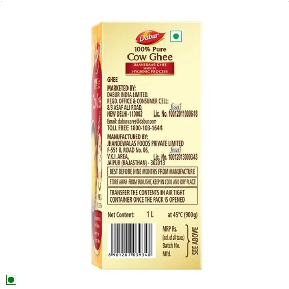 Dabur 100% Pure Cow Ghee, 1 L Box