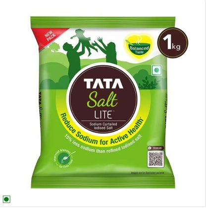 Tata Salt Lite - 15% Low Sodium Iodised Salt, Helps Blood Pressure & For Healthy Lifestyle, 1 kg Pouch