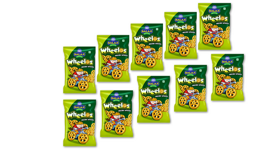 Balaji Wafers Namkeen - Wheelos Masala Flavour 22g Each Pack Unique ( Pack of 10 )