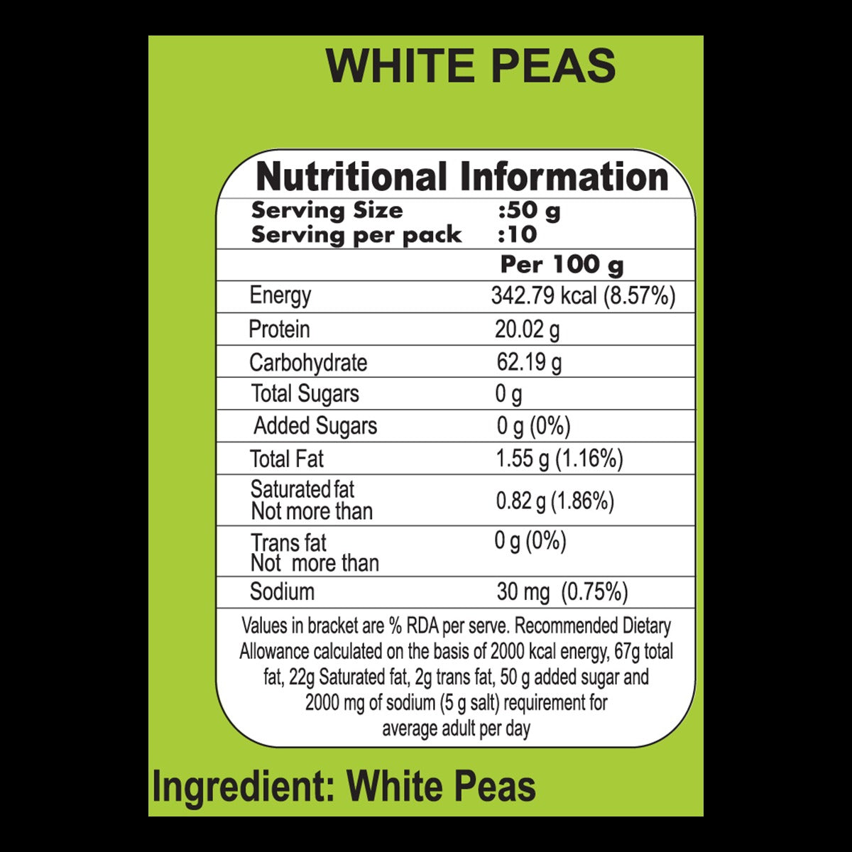 Patanjali Unpolished White Peas 500g