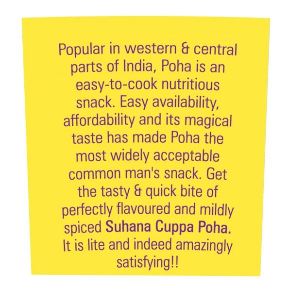 Suhana Ready To Eat Instant Poha Mix 80g Cuppa