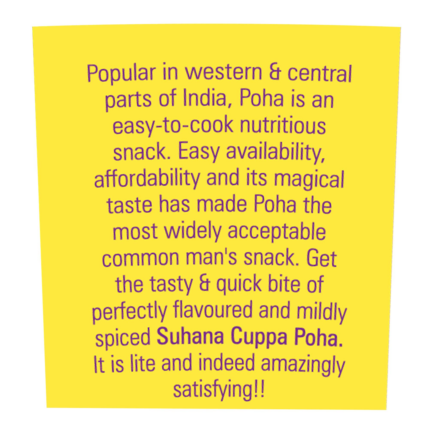 Suhana Ready To Eat Instant Poha Mix 80g Cuppa