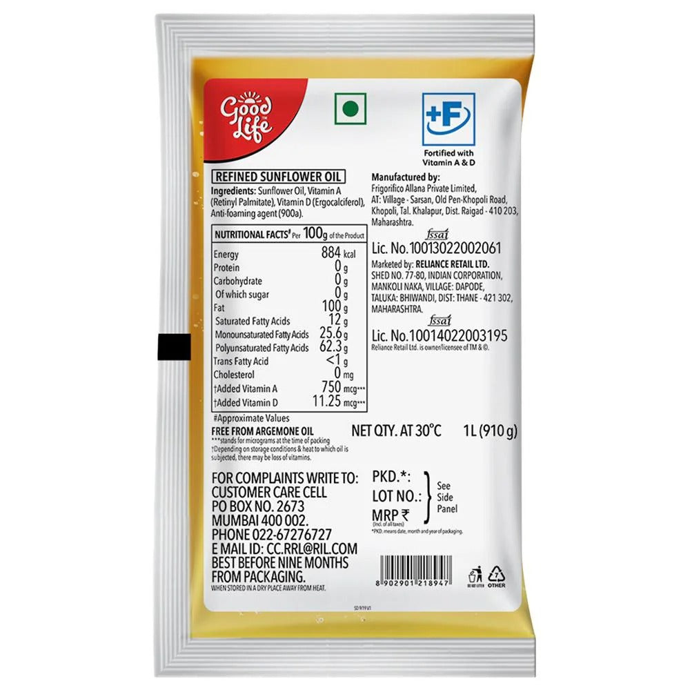 Good Life Refined Sunflower Oil 1 L