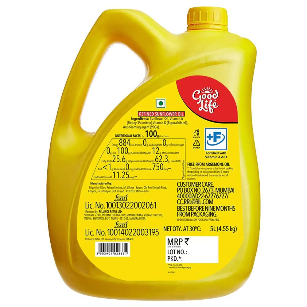 Good Life Refined Sunflower Oil 5 L