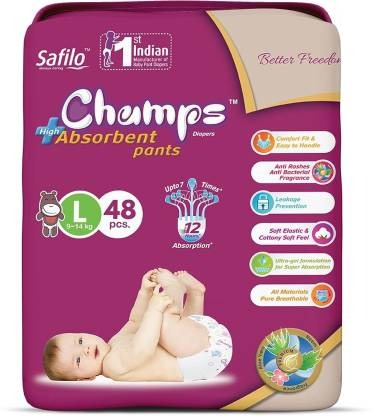 Champs Premium High Absorbent Pant Style Diapers - L  (48 Pieces)