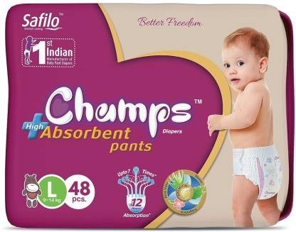 Champs Premium High Absorbent Pant Style Diapers - L  (48 Pieces)